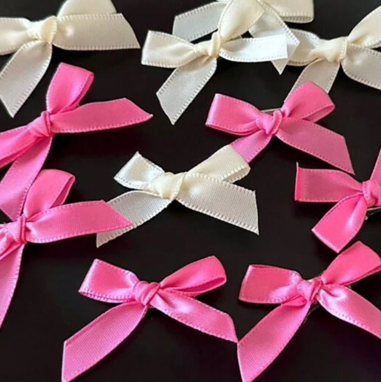 Pink bow mini hair clips
