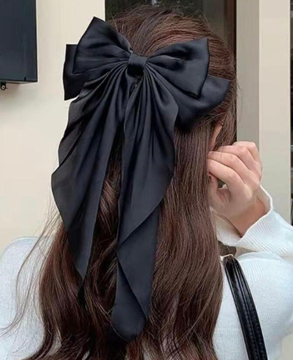 Black bow hair clip (Large)