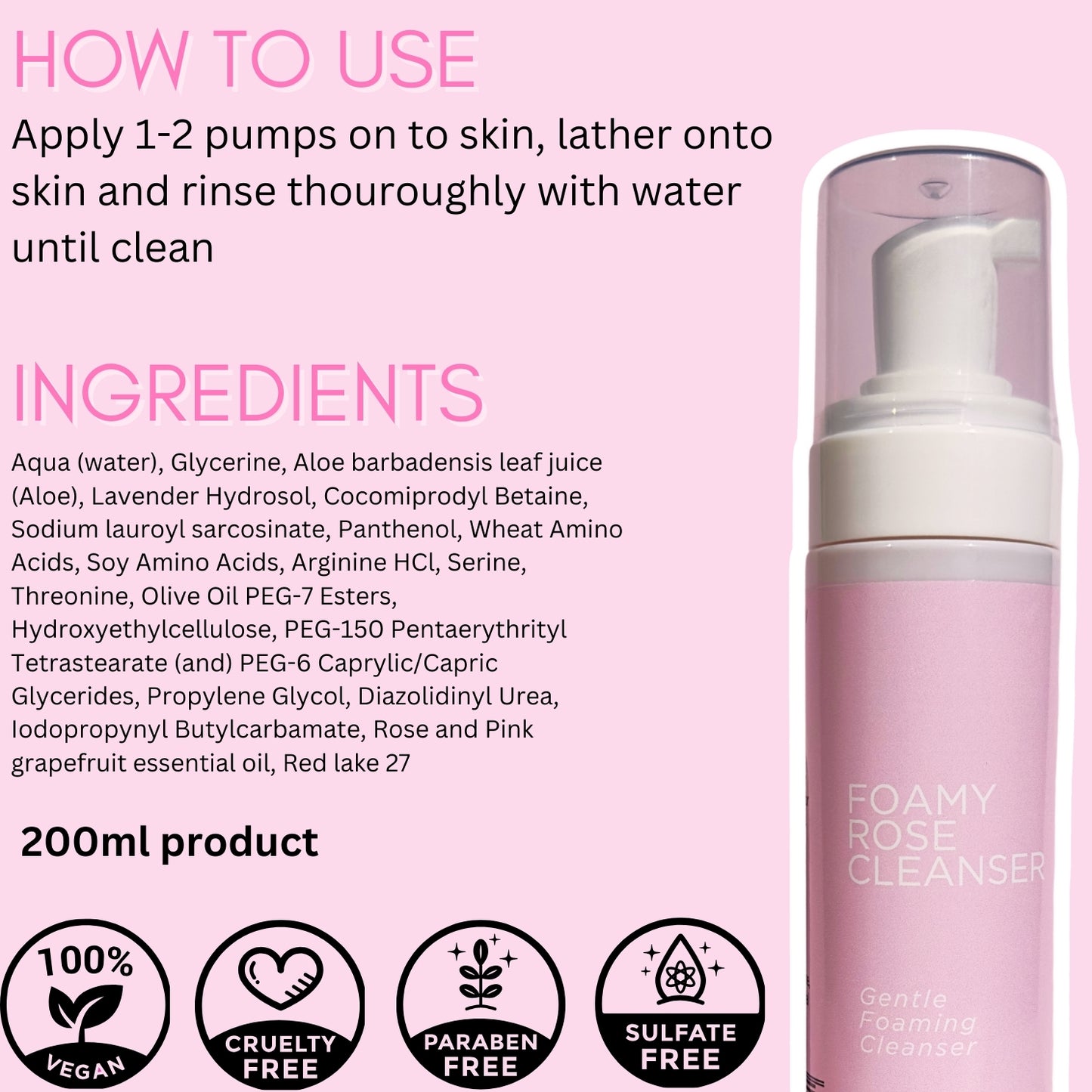 Pink Cosmetics- Rose Foamy Facial Cleanser