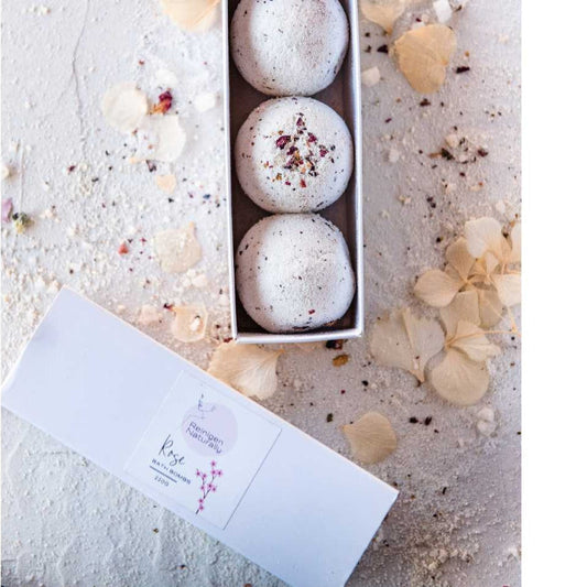 White Label - Rose Bath Bombs [white box of 3] (for reselling)